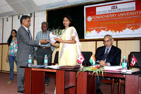 Ms. Subha Sundarajan, Trade Commissioner, Consulate of Canada, Chennai welcomed by Prof. T.S. Naidu